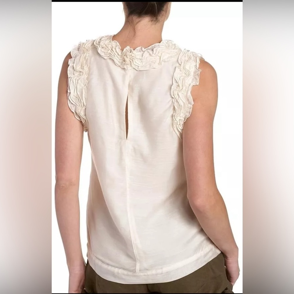 French Connection Charlie Cotton Sleeveless Top in Classic Cream ✨ - Picture 2 of 11
